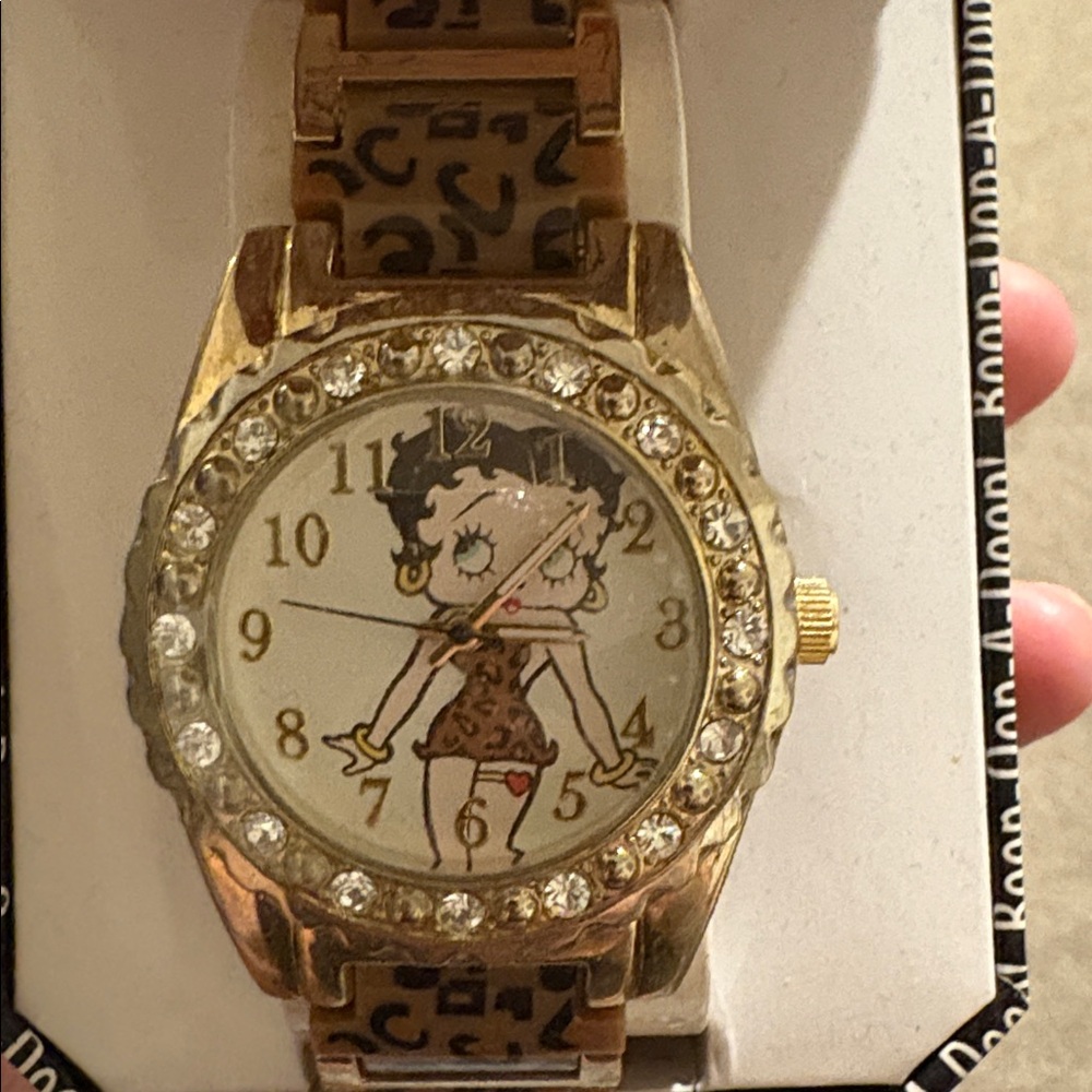 Gold Betty Boop Watch with Rhinestones
